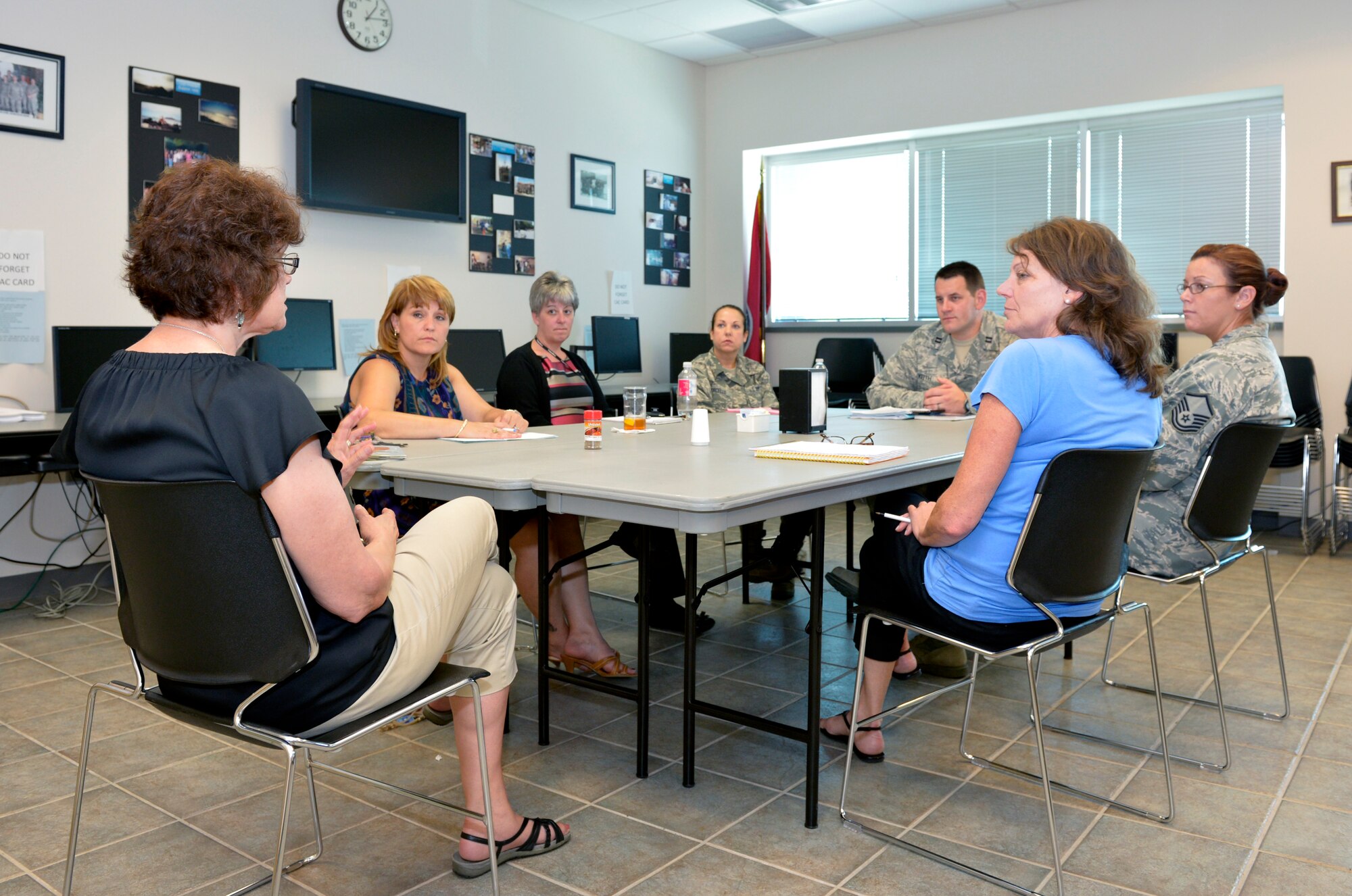 MCGHEE TYSON AIR NATIONAL GUARD BASE, Tenn. – Air National Guard members from the I.G. Brown Training and Education Center and the 134th Air Refueling Wing here join with area sexual assault program managers July 17 for their ongoing effort to help eliminate sexual assault from the armed forces. (U.S. Air National Guard photo by Master Sgt. Kurt Skoglund/Released)