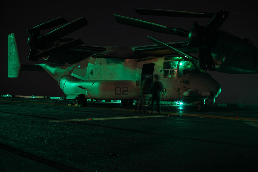 Crew chiefs and pilots of Marine Medium Tiltrotor Squadron 265 (Reinforced), 31st Marine Expeditionary Unit, conduct pre-flight checks on an MV-22 Osprey in preparation for an aerial assault here, July 21. The Marines and Sailors of the 31st MEU and Amphibious Squadron 11 are part of an integrated force of approximately 18,000 U.S. service members training alongside approximately 9,000 Australian service members in the fifth iteration of Talisman Saber 2013, a month-long biennial exercise designed to enhance multilateral collaboration in support of future combined operations, natural disaster, humanitarian and emergency response. The 31st MEU is the Marine Corps’ force in readiness for the Asia Pacific region and the only continuously forward-deployed MEU. 