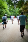 Eighth Fighter Wing and Republic of Korea 38th Fighter Group airmen walk along the barefoot trail at Mount Gangchun Park, ROK, June 10, 2013. This tour was part of the 2013 ROK and U.S. Servicemen Culture Experience Program sponsored by the 38th FG, ROK. (U.S. Air Force photo by Senior Airman Jessica Haas/Released) 