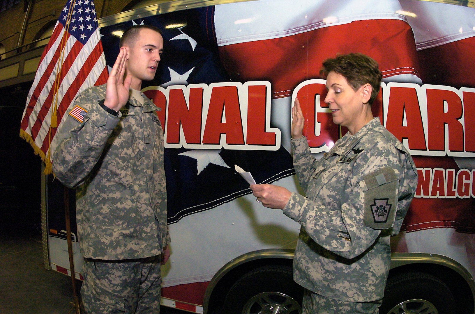 Army Maj. Gen. Jessica Wright, the adjutant general of the Pennsylvania National Guard, recently swore her son Mike Wright into her ranks. Mike Wright, a Reserve Officer Training Corps cadet at King's College, was sworn into the Pennsylvania Army National Guard at a ceremony held at the Kingston Armory in Wilkes-Barre, Pa.