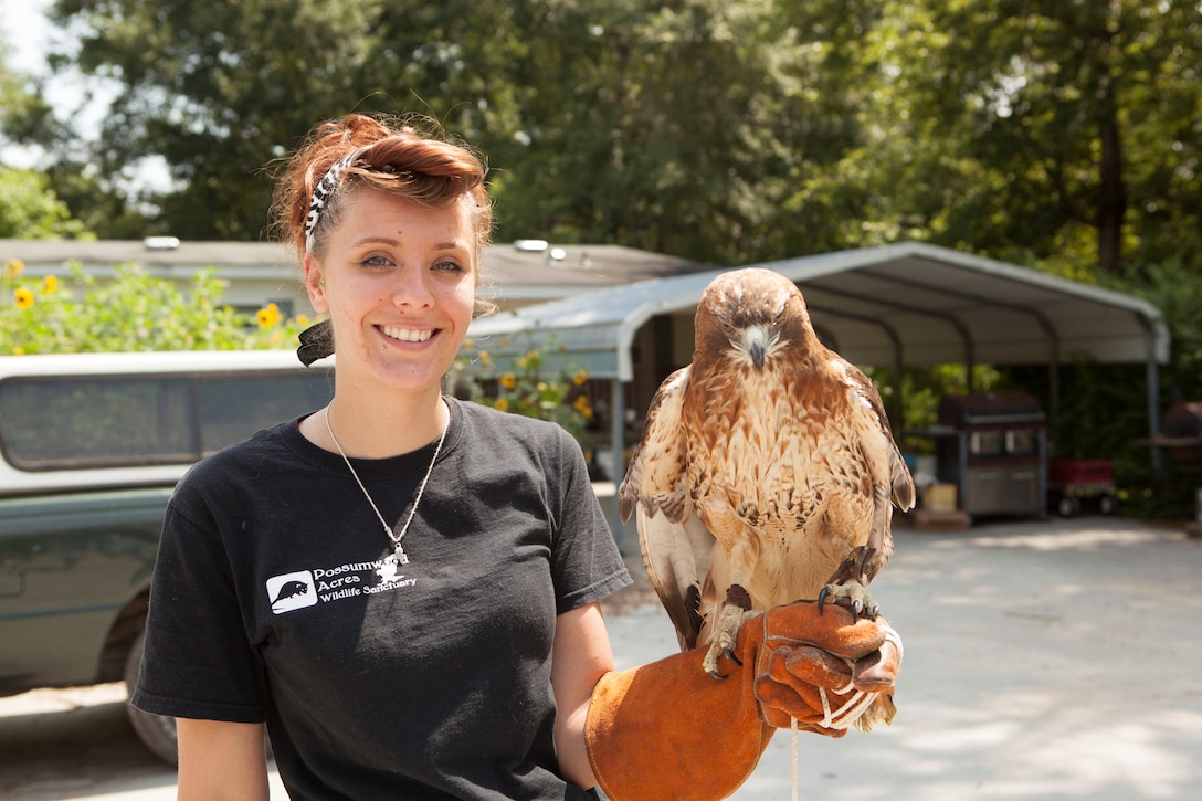 Megan Tetreau, a military spouse and volunteer wildlife rehabilitator at Possumwood Acres Wildlife Sanctuary, rehabilitates a variety of animals through her work including birds and small mammals. Tetreau has taken care of thousands of animals since finding her passion while volunteering at the wildlife sanctuary.