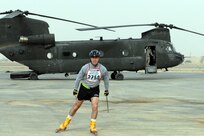 Army Capt. Kenath Harris, the 834th Aviation Support Battalion chaplain (pictured), recently participated in the Wisconsin-based Birkebeiner cross-country ski race on the Joint Base Balad, Iraq flight line.