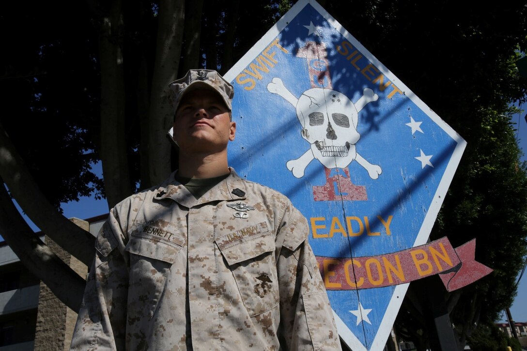 Petty Officer 2nd Class Jason Bennett, a Special Amphibious Reconnaissance Corpsman in training serving with Alpha Company, 1st Reconnaissance Battalion, shows he has what it takes to become a SARC in the U.S. Navy. Bennett, 29, from Carrollton, Texas, has completed two of the five courses needed to become a SARC and said he can't wait to join the ranks of this elite group of sailors.