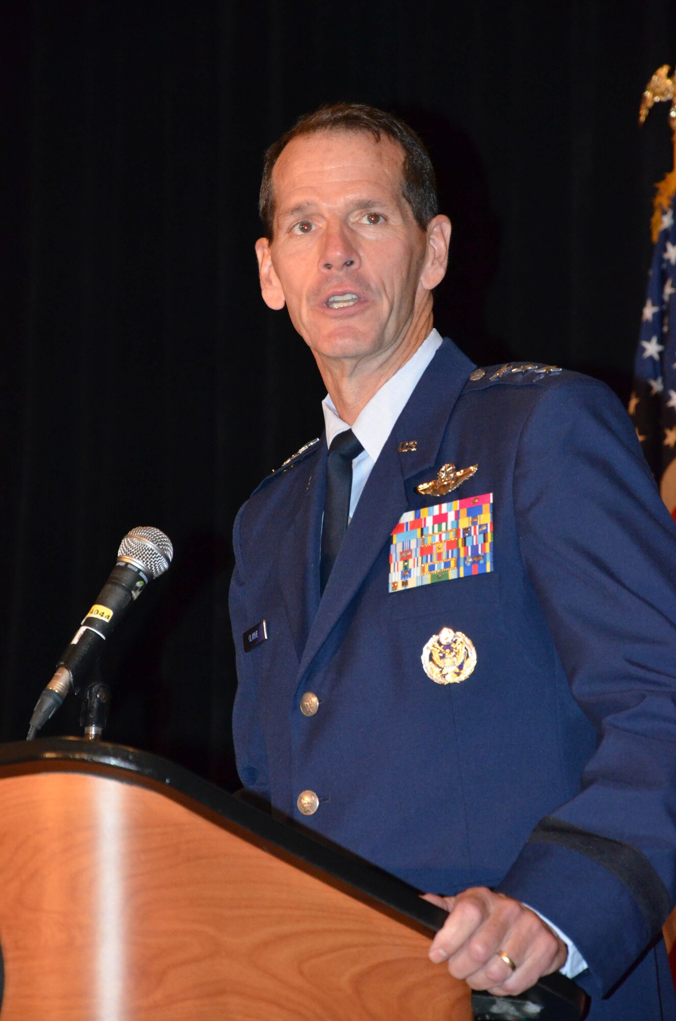 Director of the Air National Guard Lt. Gen. Stanley E. Clarke III speaks during an Armed Services and Veterans Affairs Awards luncheon in Orlando, Fla., July 16, 2013. Photo by Master Sgt. Thomas Kielbasa