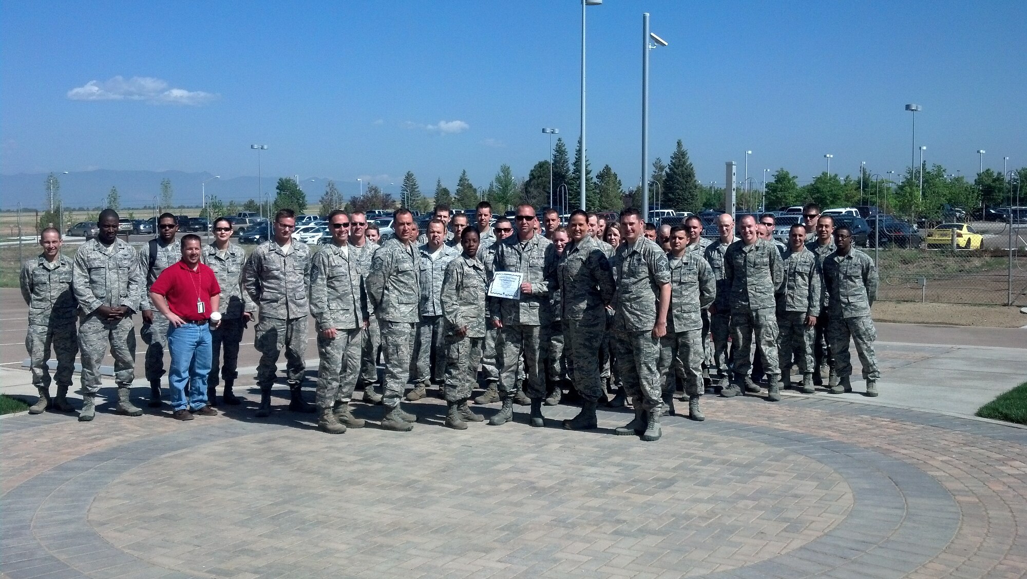 PETERSON AIR FORCE BASE, Colo. -- Tech. Sgt. Nathan Nowell, a counterspace aerospace ground equipment technician with the 76th Space Control Squadron, received the Diamond Sharp Airman award from the Pikes Peak Top 3. The award recognizes Airmen who go beyond their everyday tasks and demonstrate a high level of excellence, specifically in customer service and professional appearance. Any first sergeant or senior NCO serving as a first sergeant who observes outstanding performance may nominate someone for the award to the first sergeants’ council. (U.S. Air Force photo)