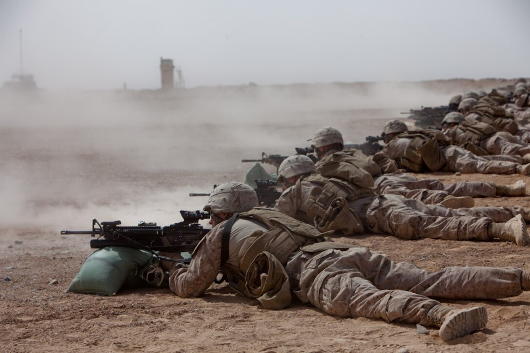 Marines with 81 mm mortar section, 2nd Battalion, 8th Marine Regiment, Regimental Combat Team 7, fire on the range here, July 13, 2013. "Basically what we're doing is trying to reinforce that no matter how many times they fire the same range, they're rehearsing for something bigger," said Staff Sgt. Deacon Holton, a section leader with 2nd Bn., 8th Marines.