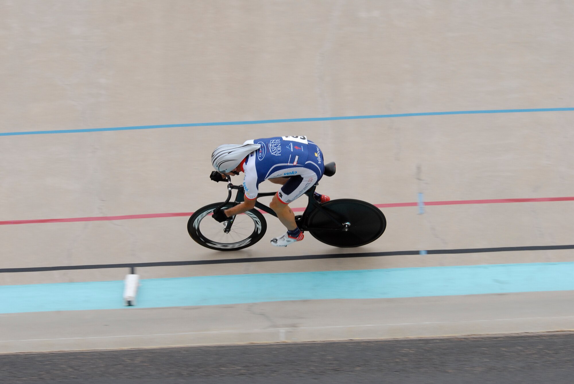 PETERSON AIR FORCE BASE, Colo. — When not flying a C-21A Learjet around the country with the 200th Airlift Squadron Colorado Air National Guard, Lt. Col. James Lawrence is flying around the Colorado Springs Velodrome. Lawrence trained tirelessly for a year before breaking the world record in the Flying 200 Meter Time Trial in the 45-49 age group, setting a world-record time of 10.713 seconds. (Courtesy photo)