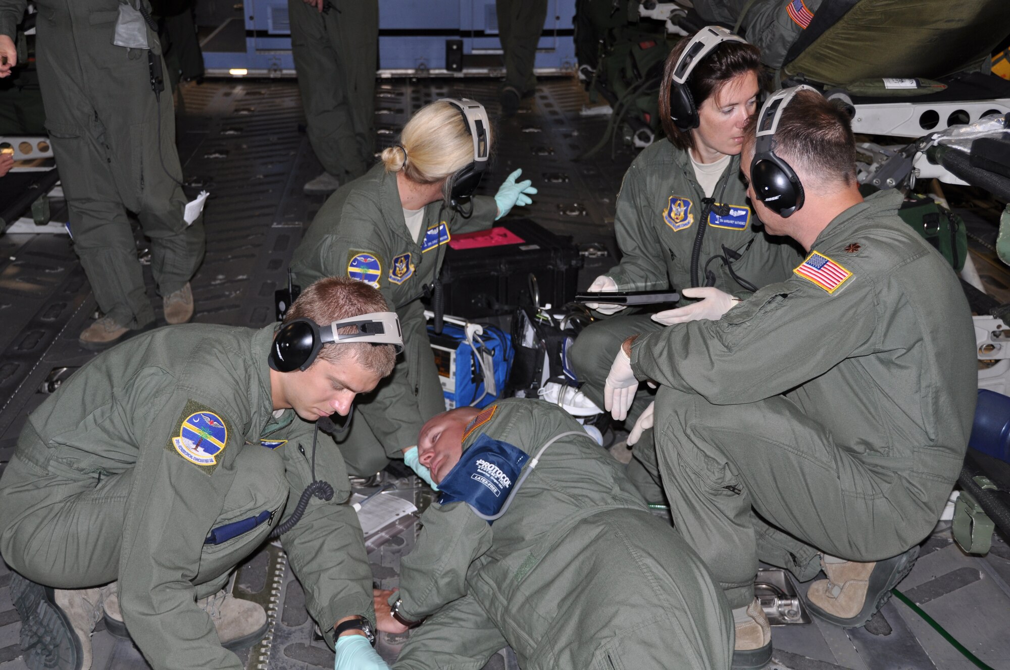 Members of the 315th Aeromedical Evacuation Squadron and 86th AES recently participated in a three-day training mission in which real world troops and cargo were transported from Joint Base Charleston, S.C. to Elmendorf Air Force Base, AK.  Missions like this highlight the Air Force Reserve's commitment to getting the most value possible out of each and every flight. (U.S. Air Force photo by 1st. Lt. Jeff Kelly)