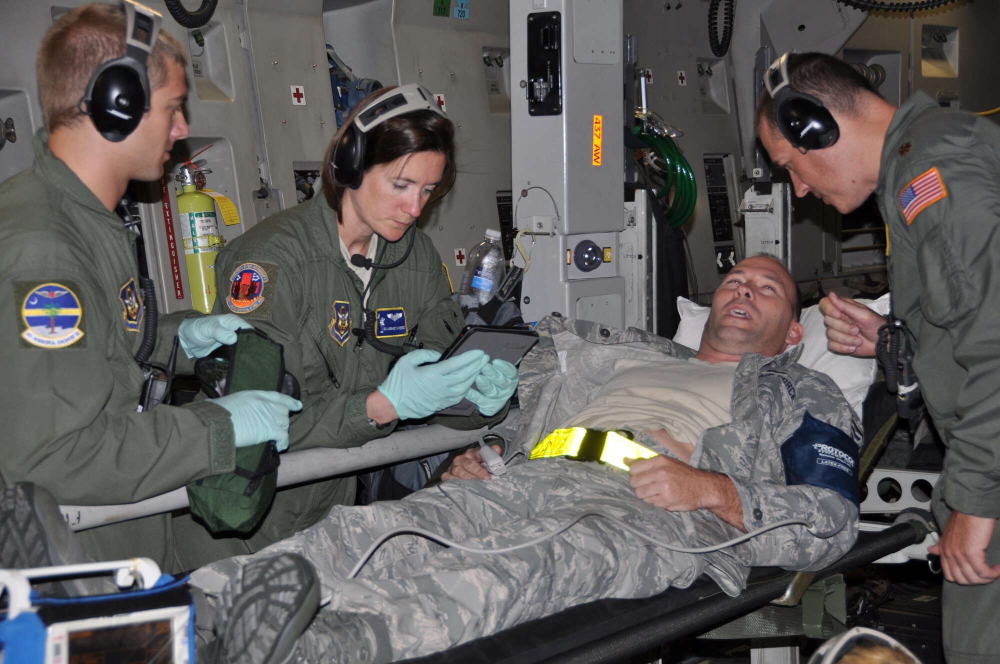 Members of the 315th Aeromedical Evacuation Squadron and 86th AES recently participated in a three-day training mission in which real world troops and cargo were transported from Joint Base Charleston, S.C. to Elmendorf Air Force Base, AK.  Missions like this highlight the Air Force Reserve's commitment to getting the most value possible out of each and every flight. (U.S. Air Force photo by 1st. Lt. Jeff Kelly)