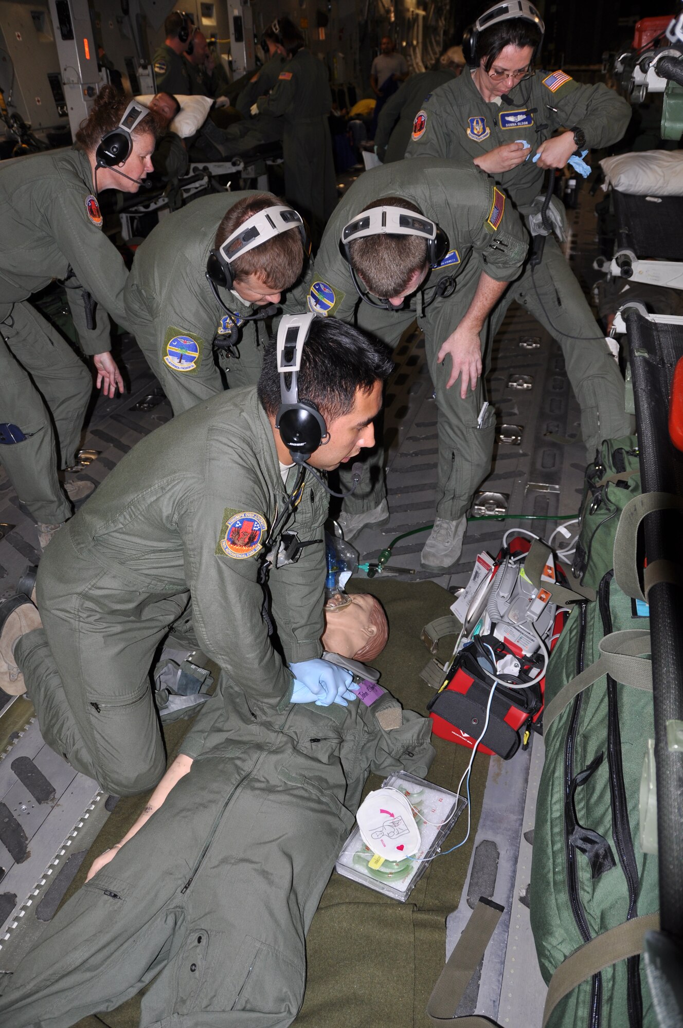 Members of the 315th Aeromedical Evacuation Squadron and 86th AES recently participated in a three-day training mission in which real world troops and cargo were transported from Joint Base Charleston, S.C. to Elmendorf Air Force Base, AK.  Missions like this highlight the Air Force Reserve's commitment to getting the most value possible out of each and every flight. (U.S. Air Force photo by 1st. Lt. Jeff Kelly)