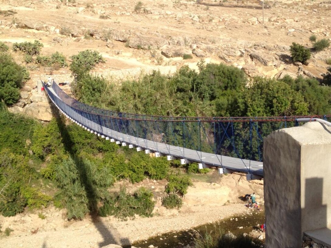 Brian Phelps, Civil Engineer, U.S. Army Corps of Engineers Louisville District, deployed to Morocco, Africa as a mentor with Engineers without Borders to help construct a footbridge so the Ait Bayoud community could still access their schools and health clinics during the rainy season. 