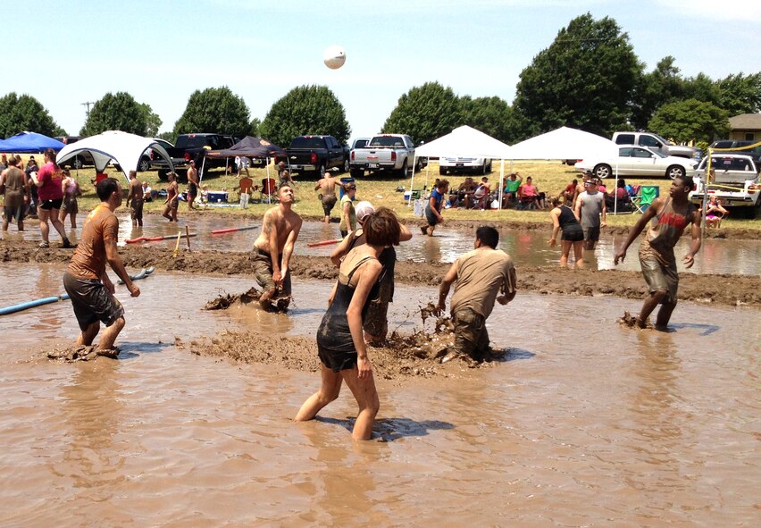 Two Vance teams participated in the 2013 Miracle League Mud Volleyball tournament held July 13 at the Chisholm Trail Expo Center in Enid, Okla. (Photo by Melissa James)