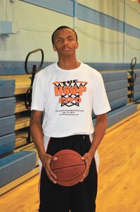 Senior Airman Joseph Easley, 737 TRS, hopes to make his professional basketball dreams a reality.(AF Photo/Jose T. Garza/Released)