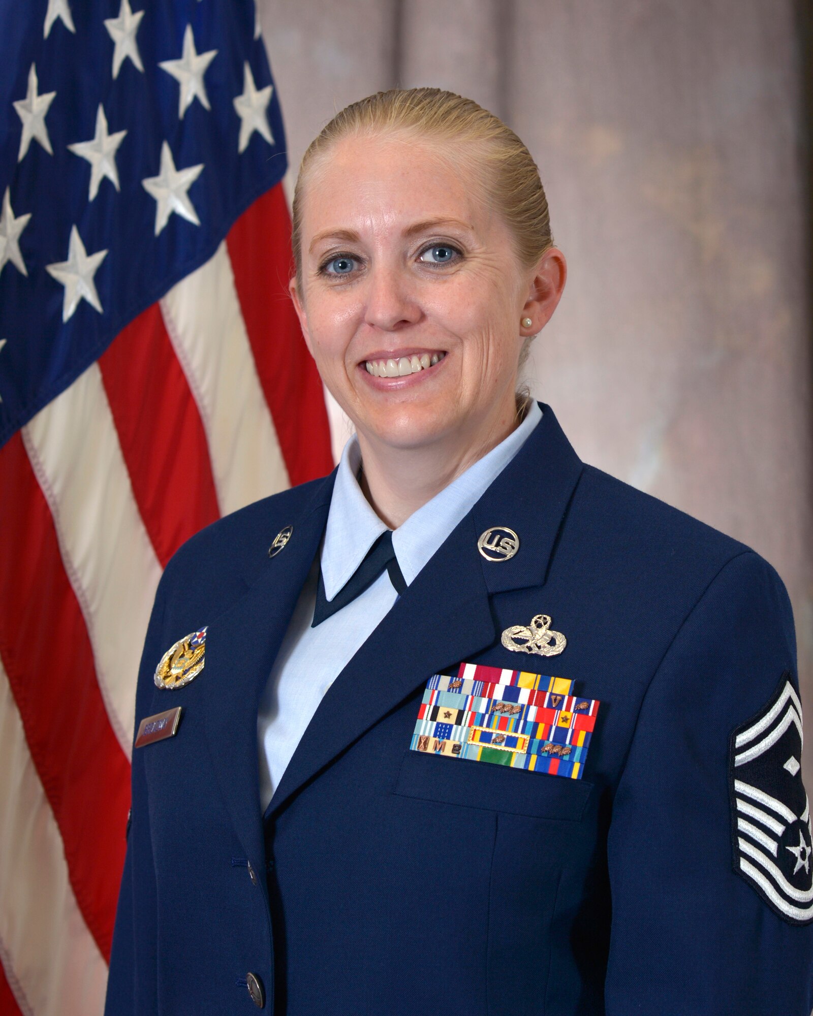 Senior Master Sgt. Marcy K. Broadway is the First Sergeant of The I.G. Brown Training and Education Center, McGhee Tyson Air National Guard Base, Tenn. As First Sergeant, she reports directly to the Commander to ensure a mission ready force and is responsible for the health, morale, welfare and conduct of all enlisted members assigned. (U.S. Air National Guard file photo/Released)