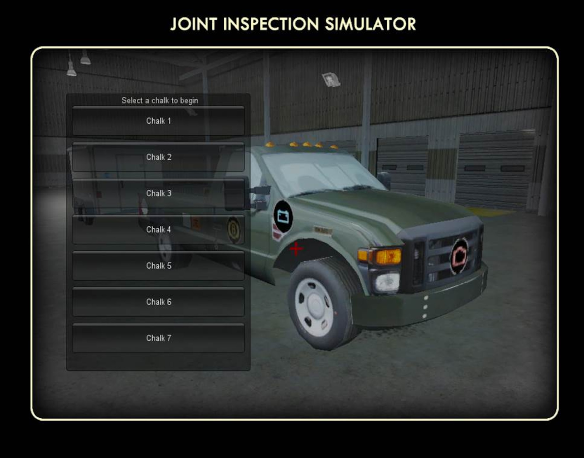 The U.S. Air Force Expeditionary Center’s Mobility Operations School recently fielded the Joint Inspection Instruction Simulator on the Advanced Distributive Learning Service; the first simulator of its kind to run completely on ADLS. Airmen can now access training modules such as this 24 hours a day to enhance training capabilities. (Courtesy graphic)