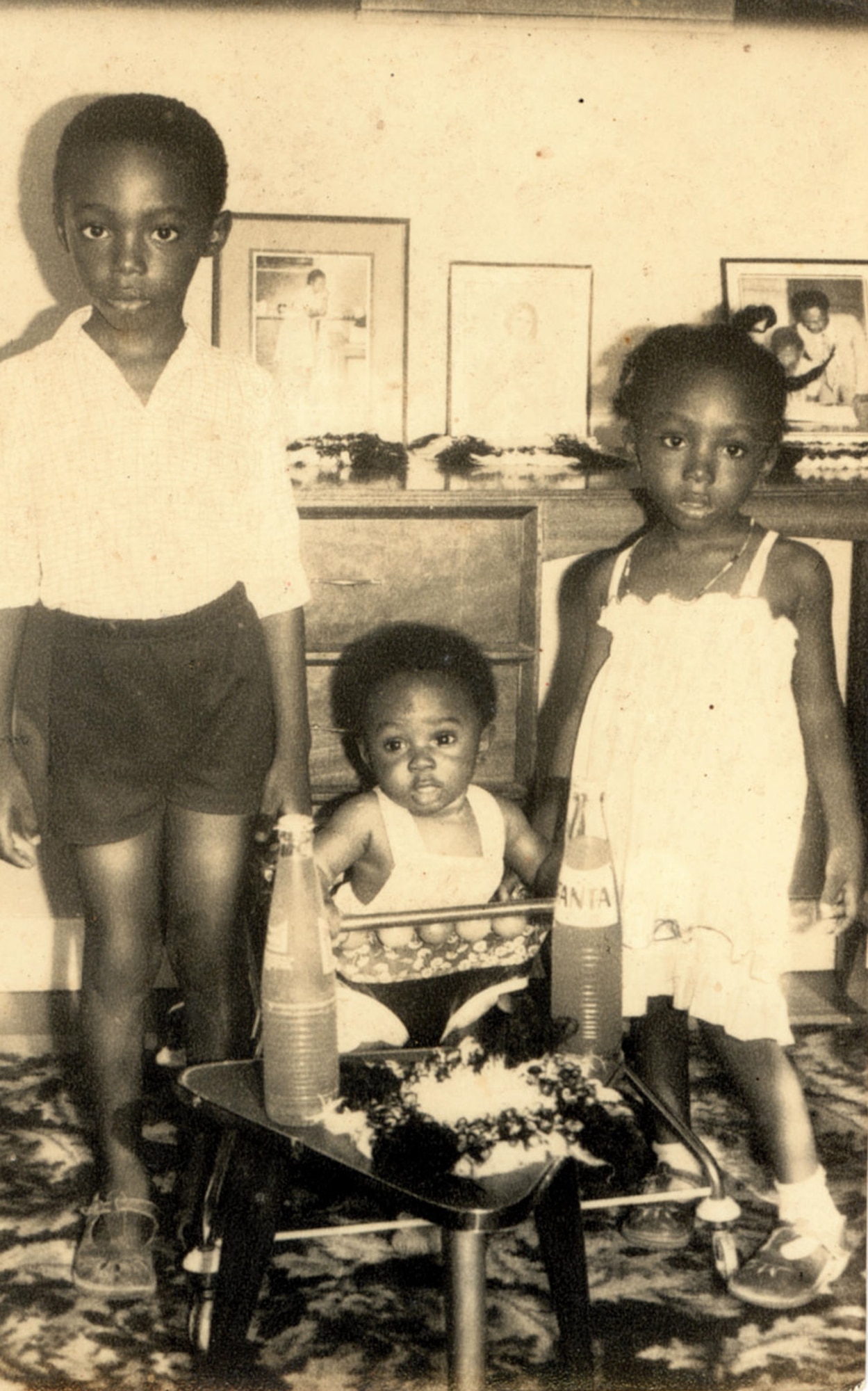 Staff Sgt. Agyen-Frempong celebrates his first birthday with his brother and sister in Ghana, September, 1980. Agyen-Frempong is now an instructor with the 335th Training Squadron. (U.S. Air Force photo by Tara Spacy)