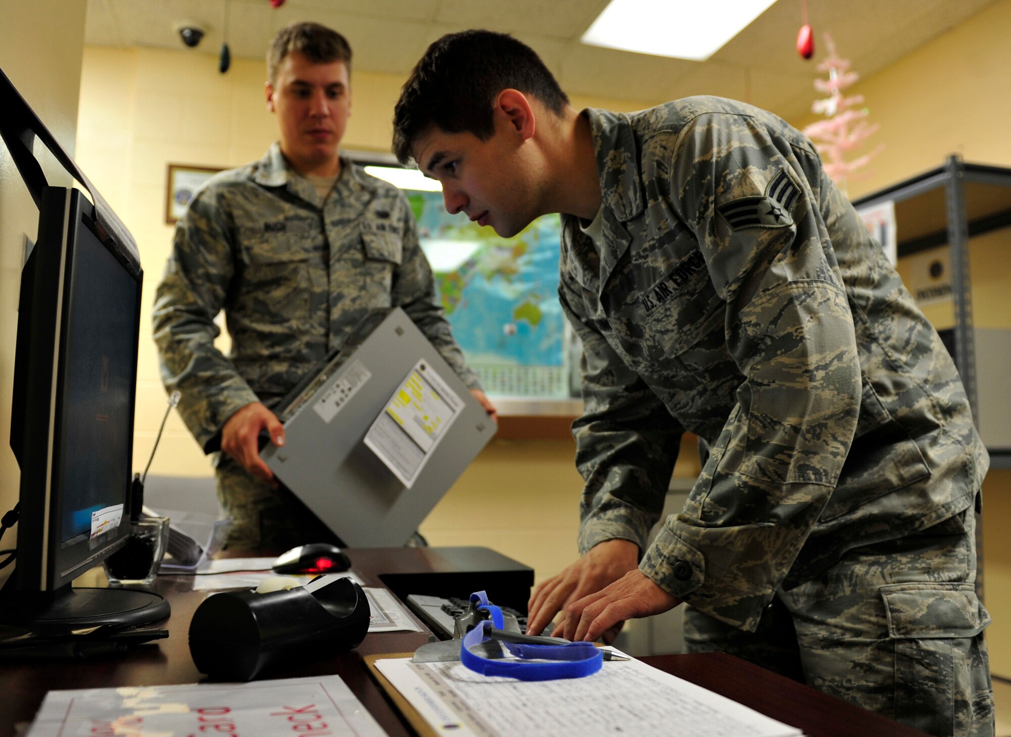 Minot Air Force Base’s Client System Technicians assigned to the 5th Communications Squadron provide computer support to more than 6,000 users across the base and are responsible for all computer maintenance, hand-held radio maintenance, and public announcement setup requests. If there is an issue with any computer on base, it is handled primarily by the 5th CS CST team. The unit’s motto is “FROM THE DESK TO THE WALL, WE DO IT ALL!” 