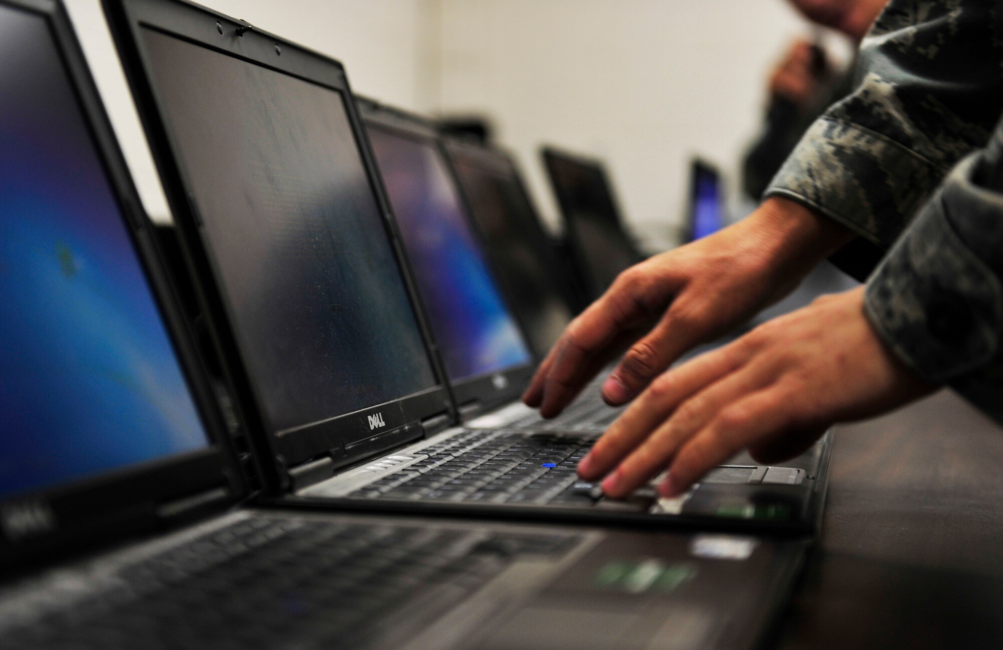 Minot Air Force Base’s Client System Technicians assigned to the 5th Communications Squadron provide computer support to more than 6,000 users across the base and are responsible for all computer maintenance, hand-held radio maintenance, and public announcement setup requests. If there is an issue with any computer on base, it is handled primarily by the 5th CS CST team. The unit’s motto is “FROM THE DESK TO THE WALL, WE DO IT ALL!” 