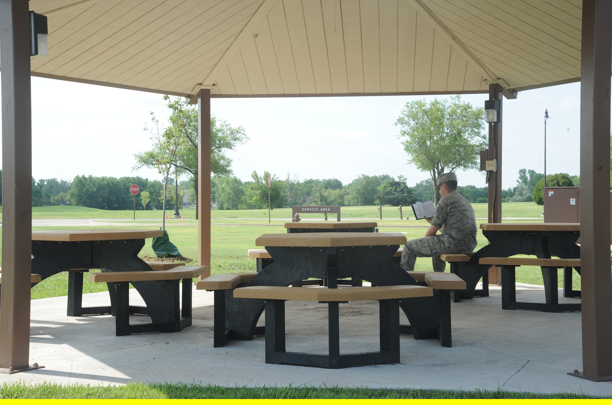 A recent donation from Webster University to the base library has revived a once-shelved project to expand the Reading Garden Pavilion, McConnell Air Force Base, Kan. The library staff are planning to use the funds to add seats for an outdoor classroom and plant new vegetation among other improvements. (U.S. Air Force photo/Airman 1st Class John Linzmeier)