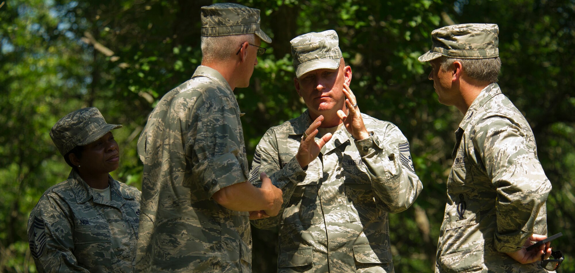 Command Chief Master Sgt. Brian Hornback, Air Force Global Strike Command, visited Minot Air Force Base, N.D., here July 16-19. During his visit, he performed a B-52H Stratofortress launch, received a tour of a missile alert facility, met with Airmen from the 219th Security Forces Squadron and received a tour of Camp Grafton, N.D. As the AFGSC Command Chief, Hornback is responsible for advising the commander on all matters influencing the professional development, training, combat readiness, utilization, morale and mission effectiveness of assigned enlisted personnel. (U.S. Air force photo/Senior Airman Brittany Y. Auld)