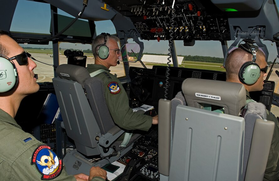 U.S. Air Force Gen. Paul J. Selva, Air Mobility Command commander, taxis the 317th Airlift Groups newest C-130J July 25, 2013, at the Lockheed Martin flight line in Marietta, Ga. Gen. Selva delivered the new aircraft to the 317th AG to complete the largest C-130J fleet in the world. (U.S. Air Force photo by Airman 1st Class Peter Thompson/Released)