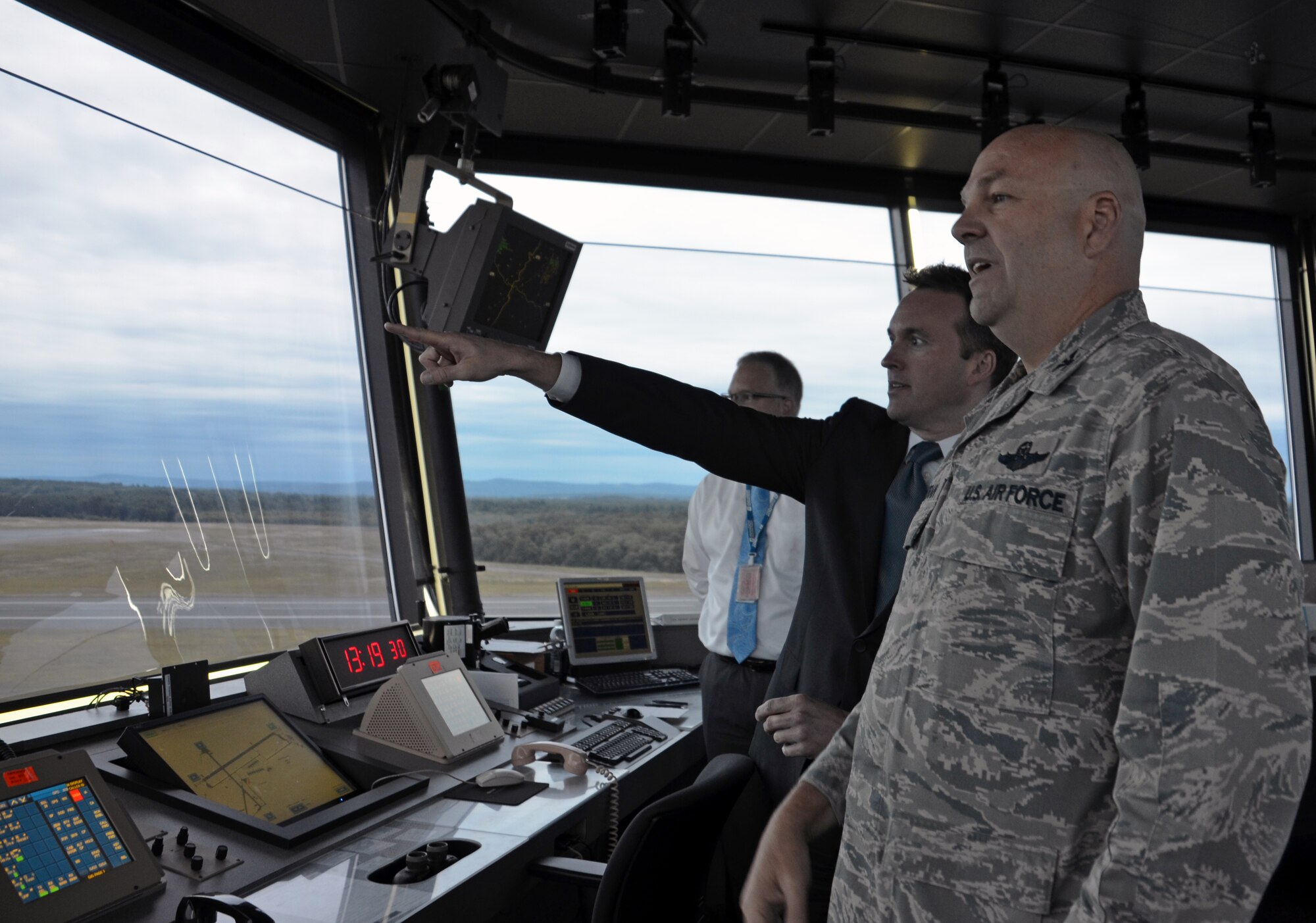 Acting Secretary of the Air Force, Eric Fanning, visits Westover Air Reserve Base, Mass., July 25. During his tour of the nation's largest Air Force Reserve base, Fanning saw its joint-service mission, "flew" a C-5 simulator, toured the base's control tower, and spoke to more than 450 troops about Air Force issues. (U.S. Air Force photo/SrA. Kelly Galloway)