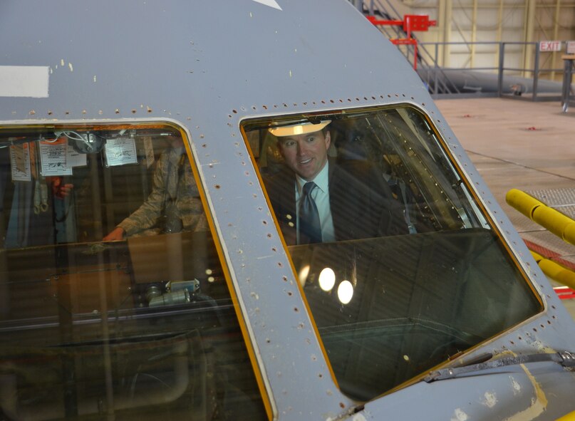 Acting Secretary of the Air Force, Eric Fanning, visits Westover Air Reserve Base, Mass., July 25. During his tour of the nation's largest Air Force Reserve base, Fanning saw its joint-service mission, "flew" a C-5 simulator, toured the base's control tower, and spoke to more than 450 troops about Air Force issues. (U.S. Air Force photo/SrA. Kelly Galloway)