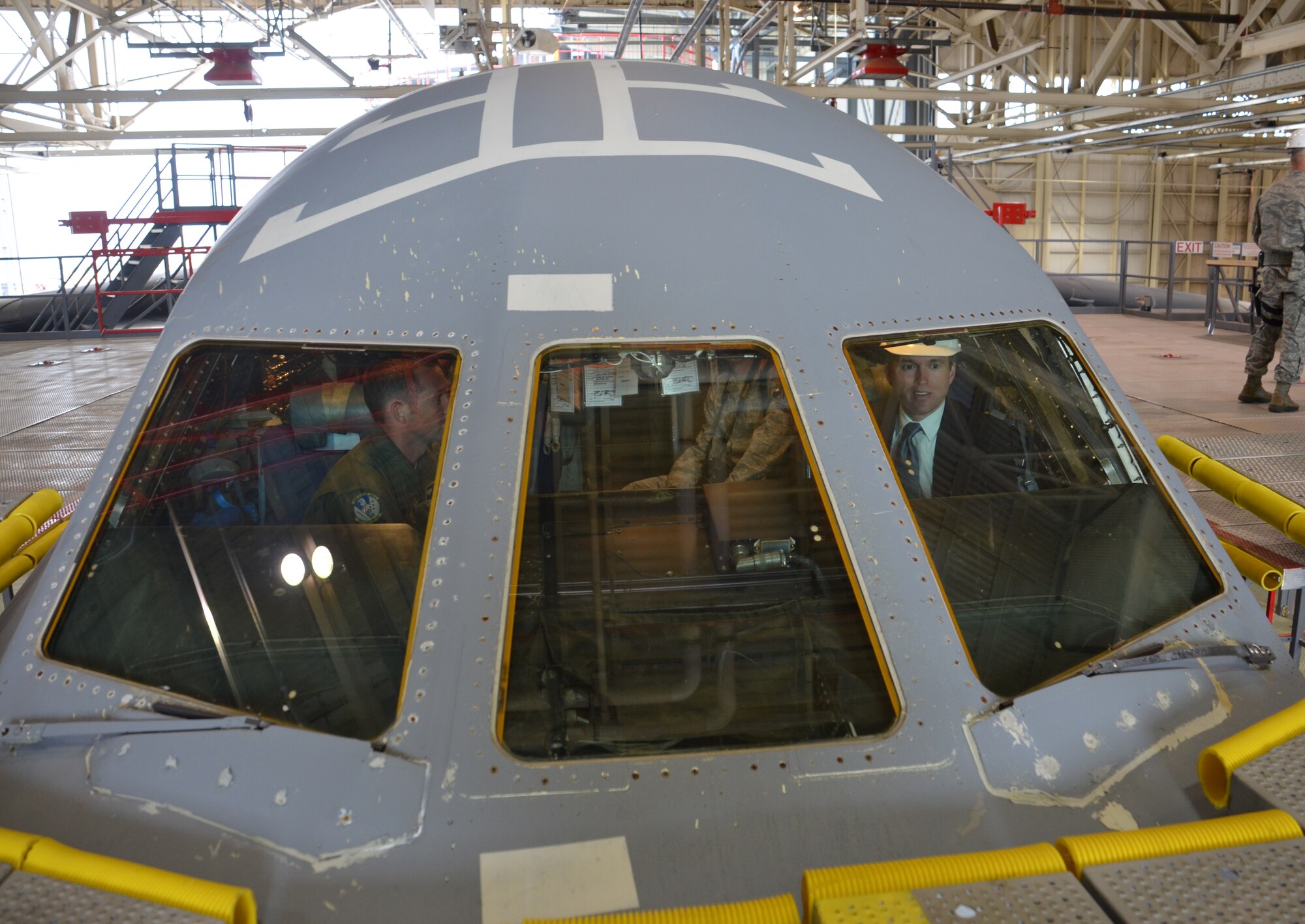 Acting Secretary of the Air Force, Eric Fanning, visits Westover Air Reserve Base, Mass., July 25. During his tour of the nation's largest Air Force Reserve base, Fanning saw its joint-service mission, "flew" a C-5 simulator, toured the base's control tower, and spoke to more than 450 troops about Air Force issues. (U.S. Air Force photo/SrA. Kelly Galloway)