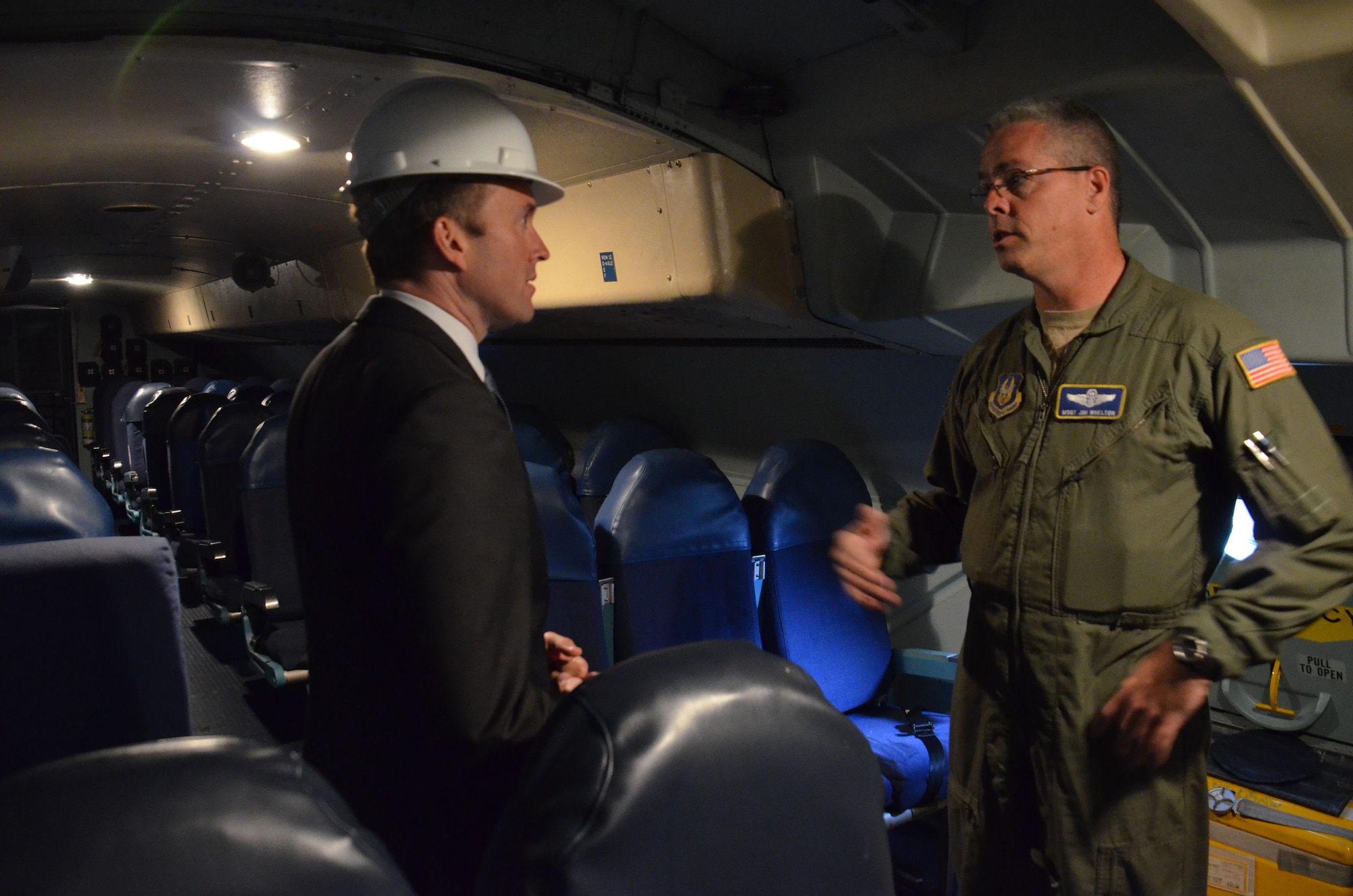 Acting Secretary of the Air Force, Eric Fanning, visits Westover Air Reserve Base, Mass., July 25. During his tour of the nation's largest Air Force Reserve base, Fanning saw its joint-service mission, "flew" a C-5 simulator, toured the base's control tower, and spoke to more than 450 troops about Air Force issues. (U.S. Air Force photo/MSgt. Andrew Biscoe)
