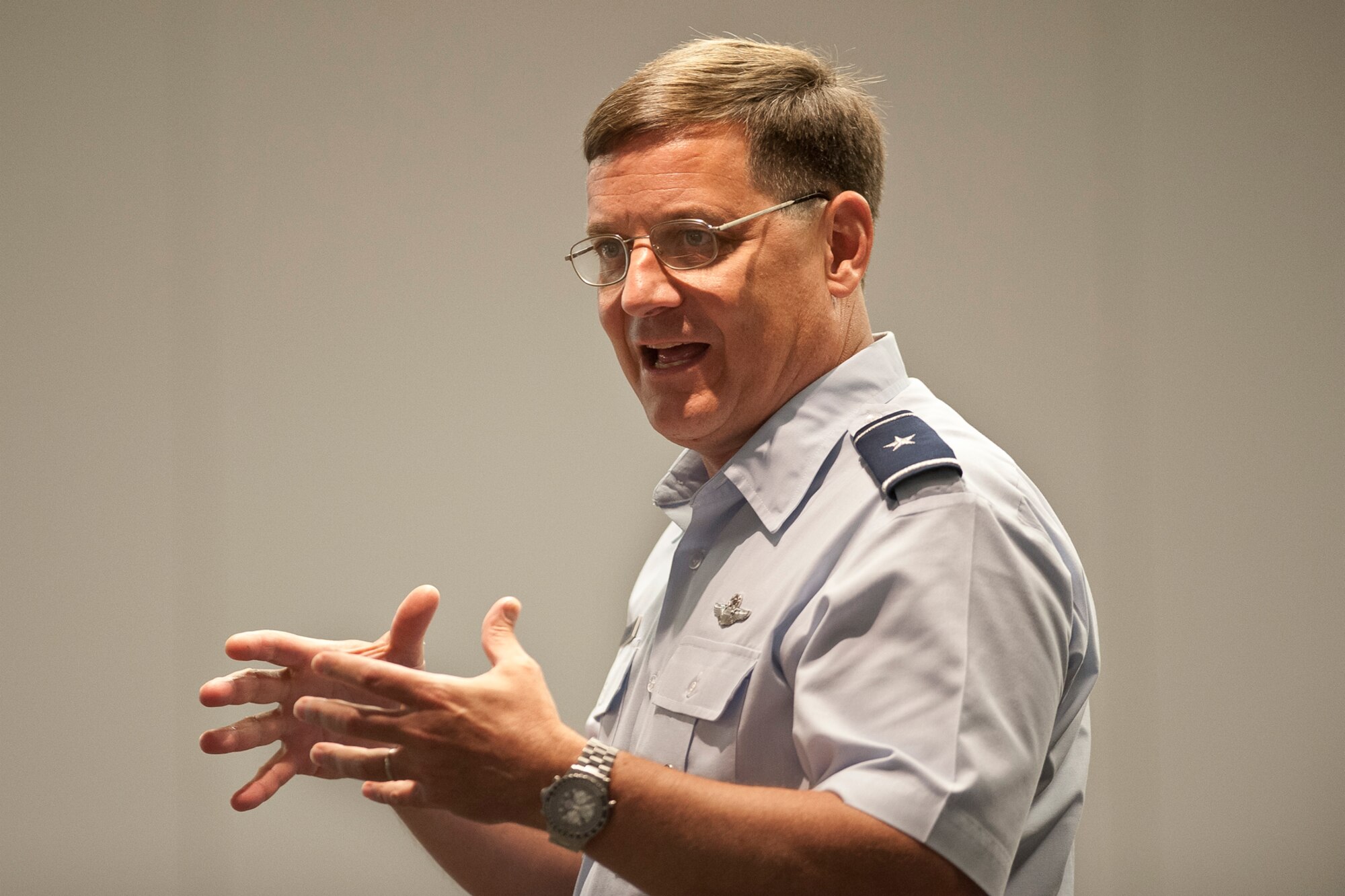 Brig. Gen. James C. Witham, deputy director of the Air National Guard, addresses members of the Air Directorate Field Advisory Council at Joint Base Andrews, Md., 23 July 2013. The ADFAC brings more than 20 Weapons SystemCouncils together to openly discuss policy, current issues and priorities. The information gleaned from the meeting will be desseminated throughout the ANG and used to improve readiness and relevancy. (U.S. Air National Guard photo by Master Sgt. Marvin R. Preston/RELEASED)