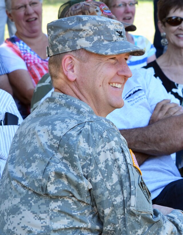 Colonel Mike Farrell, commander, U.S. Army Corps of Engineers Sacramento District, enjoys interacting with others during the 50th anniversary celebration at Black Butte Lake, July 19, 2013.