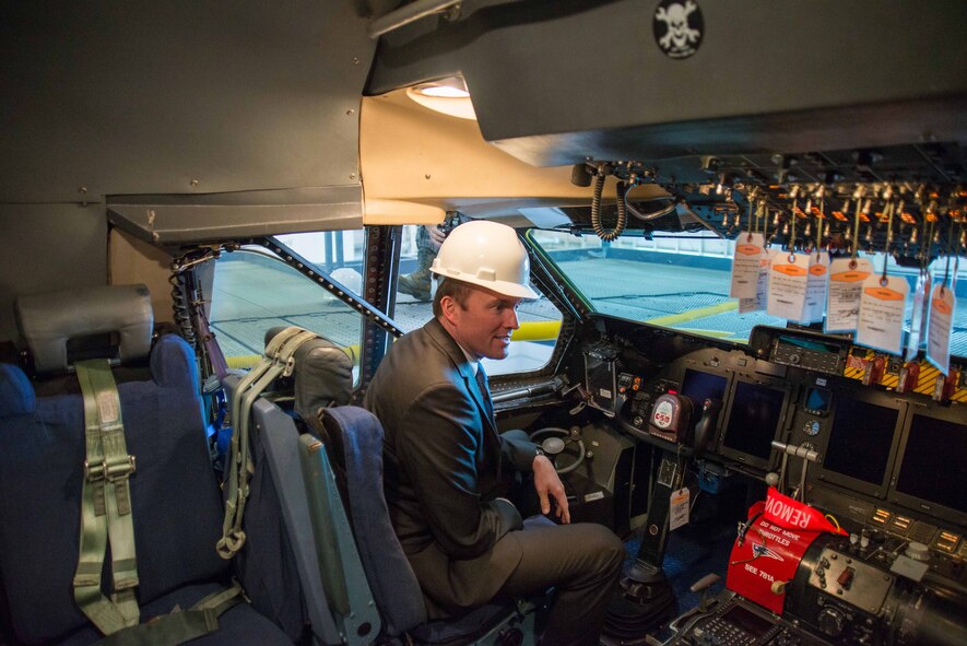 Acting Secretary of the Air Force, Eric Fanning, visits Westover Air Reserve Base, Mass., July 25. During his tour of the nation's largest Air Force Reserve base, Fanning saw its joint-service mission, "flew" a C-5 simulator, toured the base's control tower, and spoke to more than 450 troops about Air Force issues. (U.S. Air Force photo/MSgt. Todd Panico)