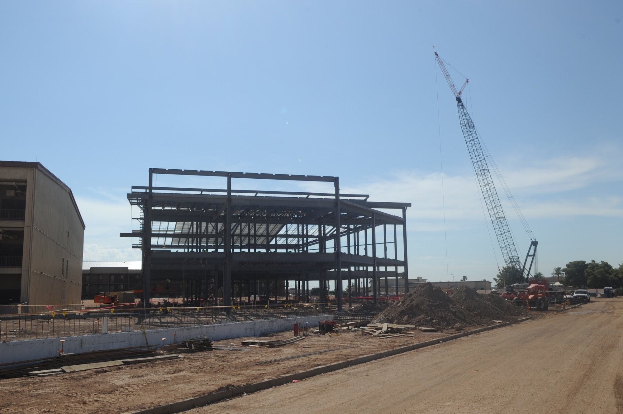The new F-35 Academic Training Center is under construction at Luke. It is due to be completed at the beginning of 2014. (U.S. Air Force photo/Airman 1st Class Devante Williams)