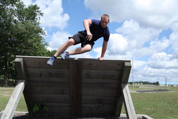 A Poolee with RS St. Louis maneuvers an obstacle during a monthly pool function July 27 in Greenville, Ill. For additional imagery visit https://www.facebook.com/stlouismarines?ref=tn_tnmn#!/stlouismarines. (U.S. Marine Corps photo by Cpl. Erik S. Brooks Jr. 