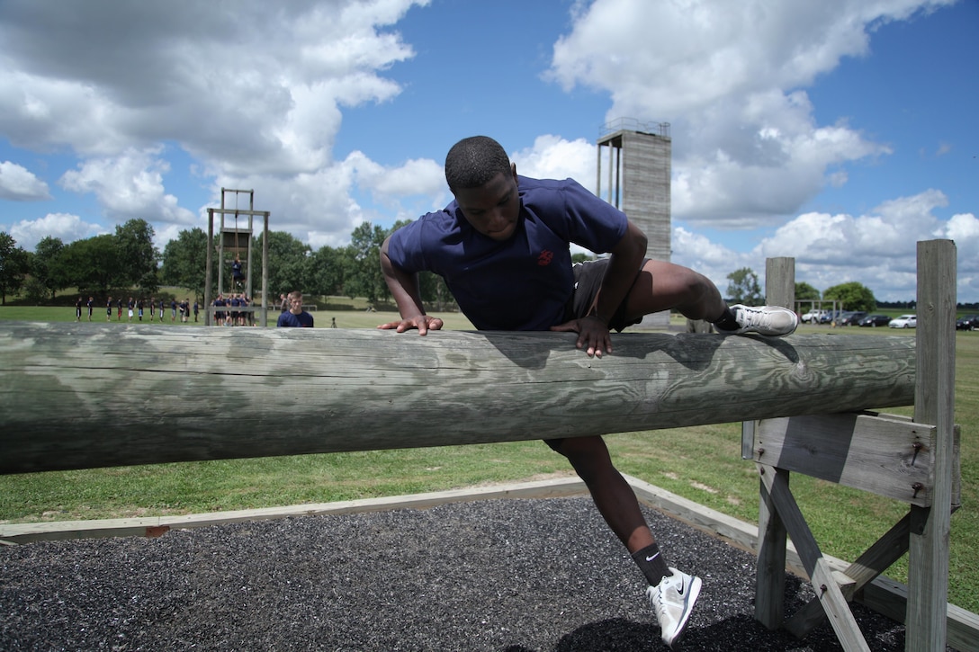A Poolee with RS St. Louis maneuvers an obstacle during a monthly pool function July 27 in Greenville, Ill. For additional imagery visit https://www.facebook.com/stlouismarines?ref=tn_tnmn#!/stlouismarines. (U.S. Marine Corps photo by Cpl. Erik S. Brooks Jr. 