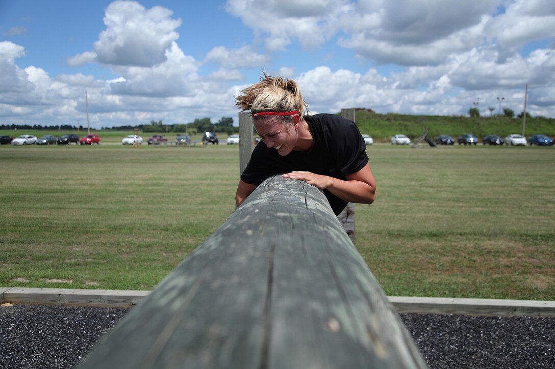 A Poolee with RS St. Louis maneuvers an obstacle during a monthly pool function July 27 in Greenville, Ill. For additional imagery visit https://www.facebook.com/stlouismarines?ref=tn_tnmn#!/stlouismarines. (U.S. Marine Corps photo by Cpl. Erik S. Brooks Jr. 