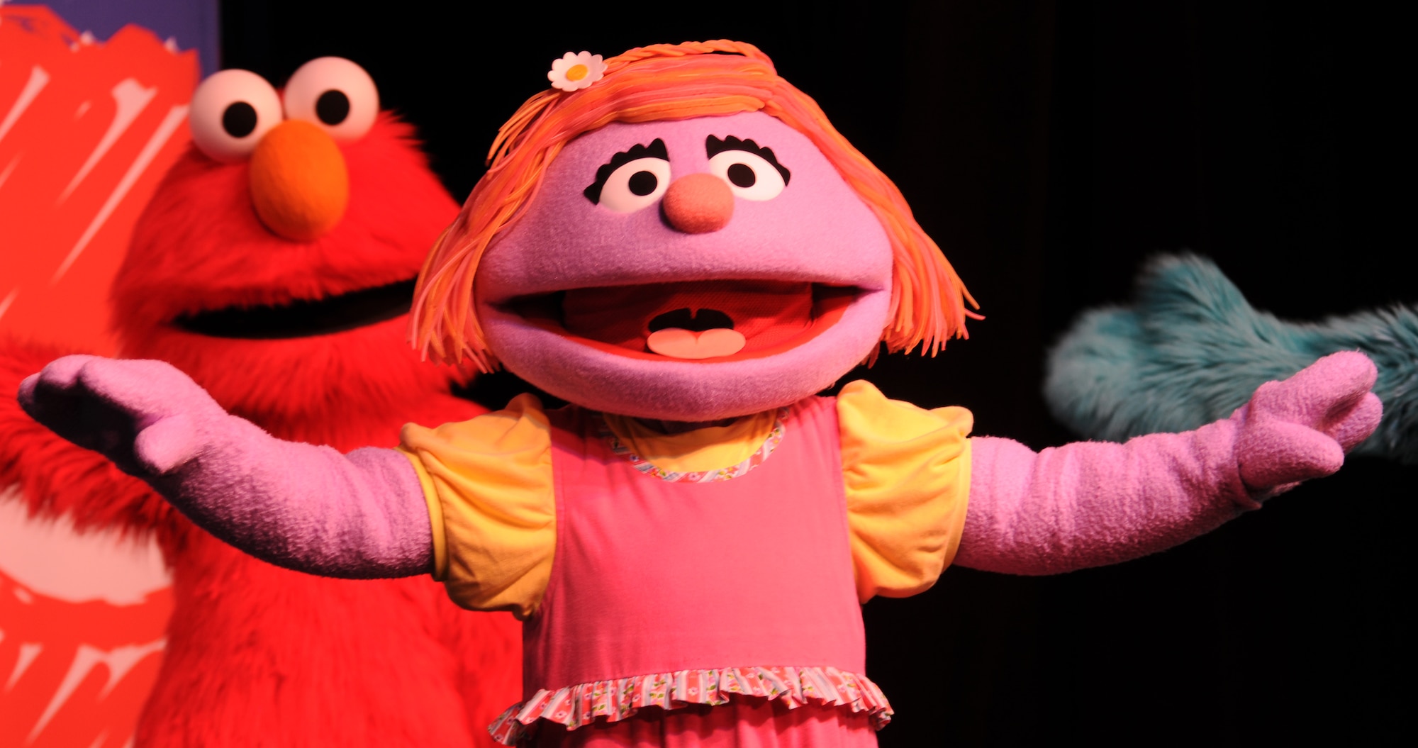 Sesame Street characters perform for members of the KMC during the “Sesame Street USO Experience for Military Families” show, July 24, 2013, Kleber Kaserne, Germany. Members of the show are traveling to U.S. military bases around the world in support of military members and their families. (U.S. Air Force photo/Airman 1st Class Holly Mansfield)