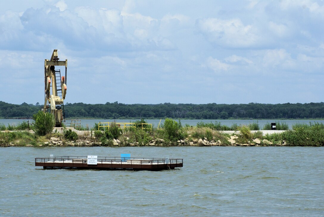 A new floating platform is hoped to lure terns away from nesting on oil pads while providing them an ideal habitat for nesting at Lake Texoma.