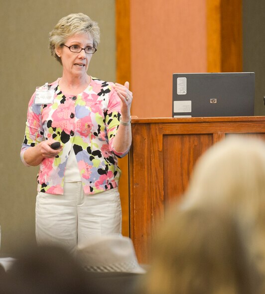 Chaplain (Lt. Col.) Elizabeth Harris-Lamkin, senior chaplain for the Georgia Air National Guard, teaches couples from the 116th ACW and the 202nd Engineering Installation Squadron, Georgia Air National Guard, during the Strong Bonds marriage conference at Callaway Gardens, Pine Mountain, Ga., July 27, 2013. The conference is a chaplain led program, developed by the National Guard Bureau, offering three days of intensive training in a retreat like setting designed to help Guardsmen build and maintain a strong family structure.  Twenty nine couples attended the event hosted by the 116th ACW. (U.S. Air National Guard photo by Master Sgt. Roger Parsons/Released)