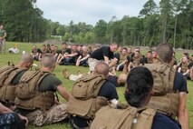Midshipmen from the contramid program, get an overall MCMAP demonstration from Marine Corps Base Camp Geiger July 20.