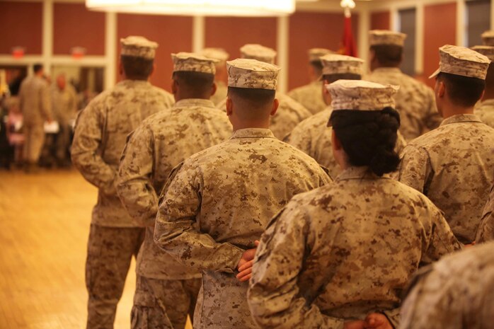 Sailors assigned to 2nd Dental Battalion, Naval Dental Center, 2nd Marine Logistics Group stand in formation before a change of command ceremony aboard Camp Lejeune, N.C., July 29, 2013. Navy Capt. Francisco R. Leal relinquished command to Capt. Rodney L. Gunning.