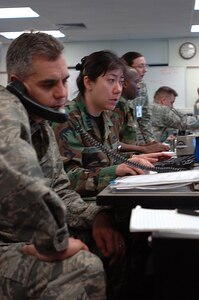 Washington National Guard Soldiers and Airmen at the Joint Operations Center on Camp Murray, Wash., were among many Guard units joining federal, state and local organizations May 3 participating in "National Level Exercise 2008," an eight-day Department of Homeland Security exercise designed to test the interoperability of local, state, federal and military responders.