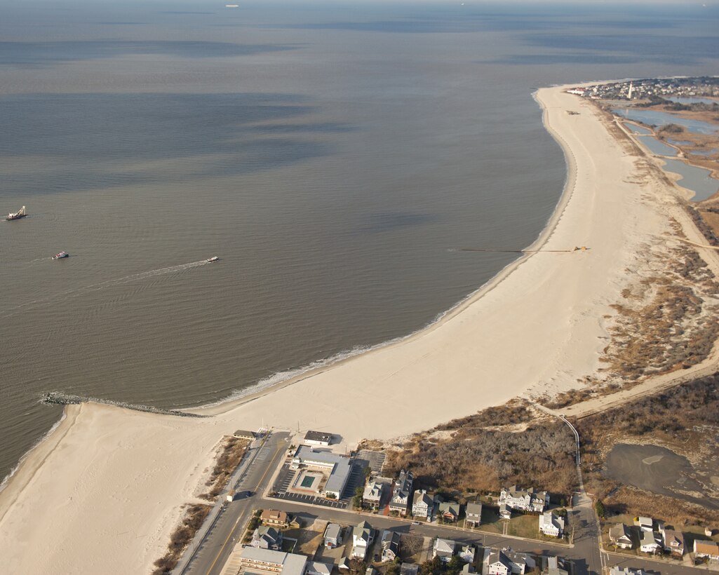 The U.S. Army Corps of Engineers completed the 2nd periodic nourishment cycle of the Lower Cape May Meadows – Cape May Point project in January, 2013. The project restores and protects fish and wildlife habitat and provides flood and storm damage reduction