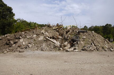 Various training sites like this specially constructed "rubble pile" will become a common learning ground for civilian and military rescue and disaster response teams participating in the Vigilant Guard 2008 exercise from 21-24 March 2008 in Beaufort County, South Carolina. Army and Air National Guard personnel from South Carolina and numerous states will be conducting a earthquake response exercise in coordination with local and federal emergency agencies. This training site was designed by Response International Group from Oklahoma City, Oklahoma. Their main focus is to train military and civilian emergency response teams on victim extraction from building collaspes, natural disaster aftermath, etc.