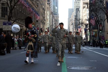 This year's Saint Patrick's Day Parade in New York City was led up Fifth Avenue by the historic 1st Battalion, 69th Infantry, the famed Irish combat unit known throughout the Army and the nation as the "Fighting 69th." For 157 years the Citizen Soldiers of the Army National Guard have led the city-wide celebration past Saint Patrick's Cathedral.