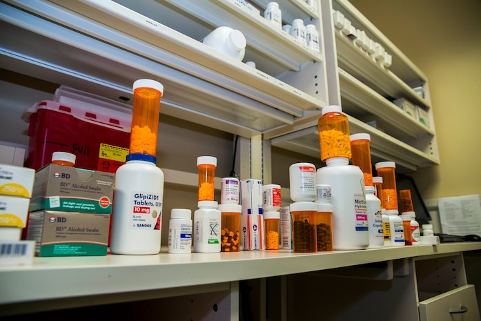 The Naval Health Clinic Charleston’s pharmacy carries almost every prescription a patient might need. NHCC at the Joint Base Charleston – Weapons Station, Goose Creek, S.C., provides quality healthcare services for approximately 12,000 beneficiaries throughout the LowCountry, including a sick call clinic for Sailors assigned to the Weapons Station. (U.S. Air Force photo/ Senior Airman George Goslin)