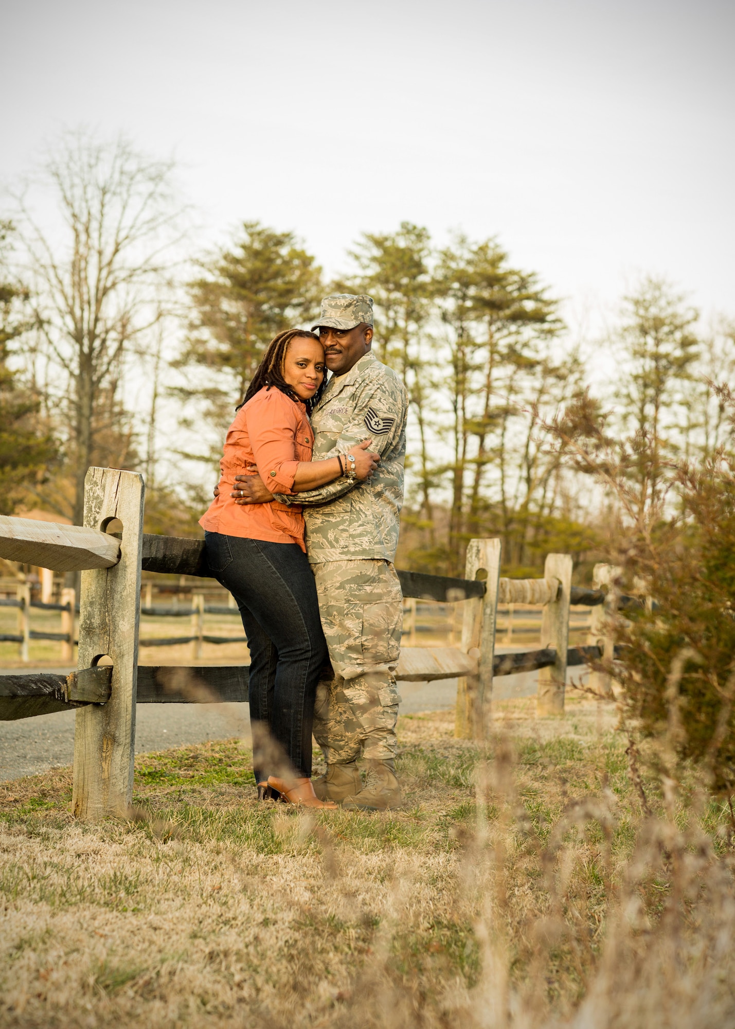 2013 Armed Forces Insurance Military Spouse of the Year, Alicia Hinds Ward poses with her husband, Technical Sgt. Edwinston Ward of the 113th Logistics Readiness Squadron, D.C. Air National Guard. (photo courtesy of Steven Voss)