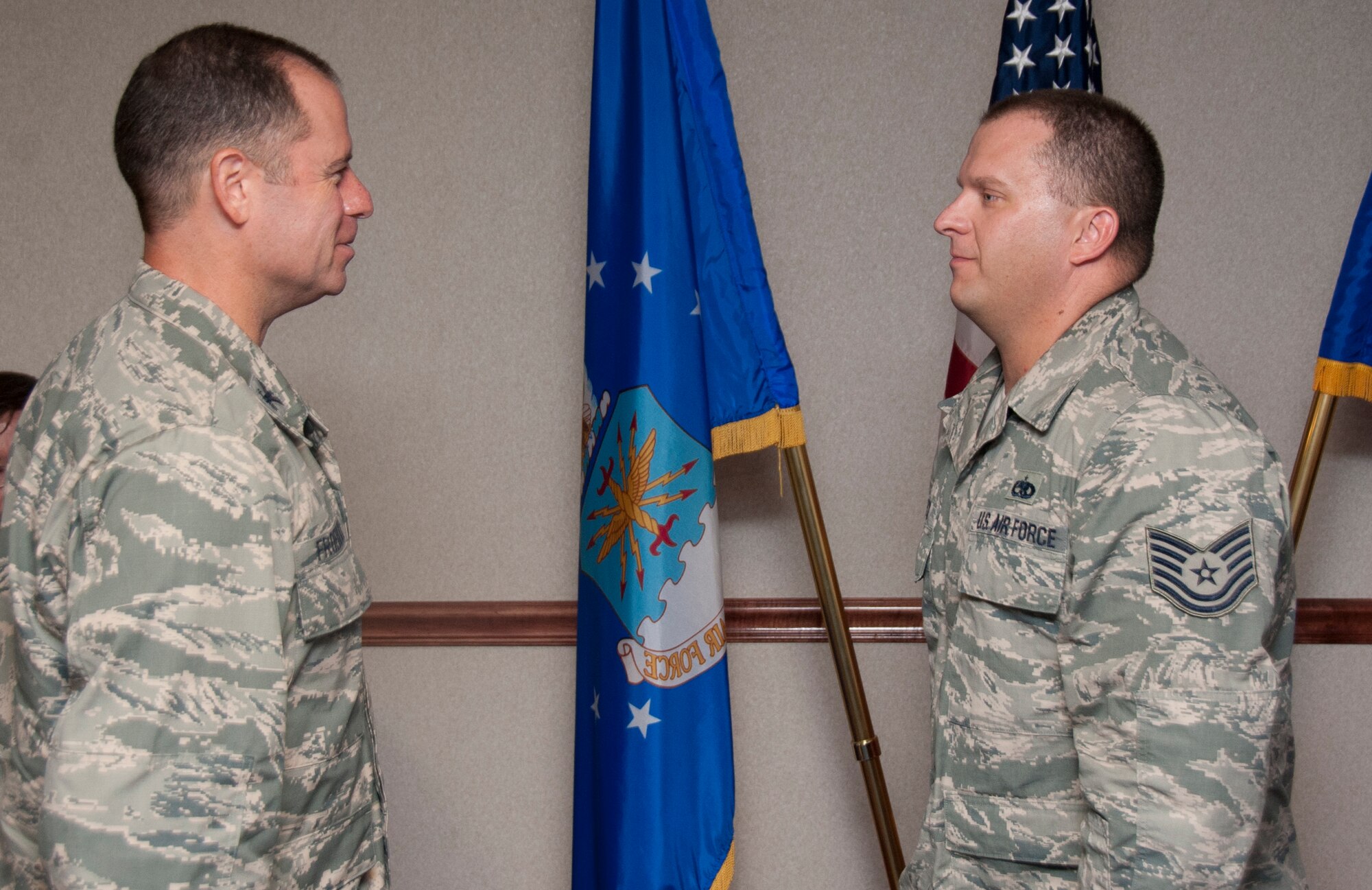 Tech. Sgt. Kaylor was chosen as the commander's "wingman of choice"  by Col. Eric Froehlich, Sheppard Air Force Base vice commander. He was chosen based on professionalism and work ethic. (U.S. Air Force photo by Airman 1st Class Jelani Gibson) 