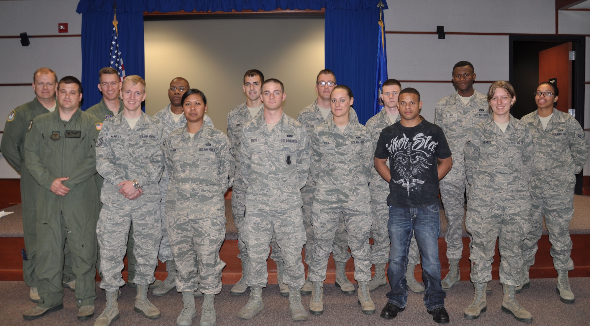 The 931st Air Refueling Group welcomed the following newcomers to the unit during the June unit training assembly. Pictured in the front row (left to right) Tech. Sgt. Aaron Meadows, Tech. Sgt. Leo McNeil,Tech. Sgt. Sopheary Rim, Airman 1st Class Sam Sortet, Airman 1st Class Leah Holm, Senior Airman Jeremy Smith, Airman 1st Class Kathleen Dennis. Second row (left to right) Maj. Tom Fitzwater, Maj. Liddie Douglas, Staff Sgt. John Jones, Airman 1st Class Micah Dame, Airman 1st Class Dane Reeler, Airman 1st Class Justin Jacobs, Airman 1st Class Bilal El Amin and Airman 1st Salena Burns. (Air Force photo by Master Sgt. Brannen Parrish)