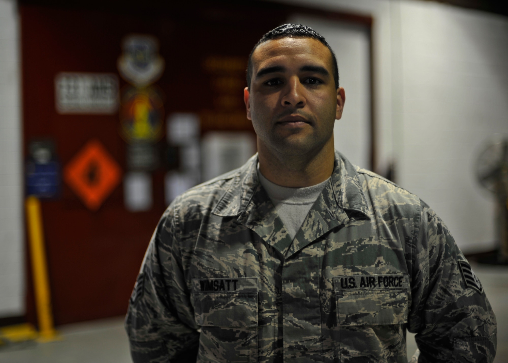 Staff Sgt. Dominic Wimsatt, 731st Air Mobility Squadron capability forecaster, poses for a photo at Osan Air Base, Republic of Korea, May 21, 2013. Wimsatt is this week’s Airman Spotlight winner. (U.S. Air Force photo/Senior Airman Siuta B. Ika)